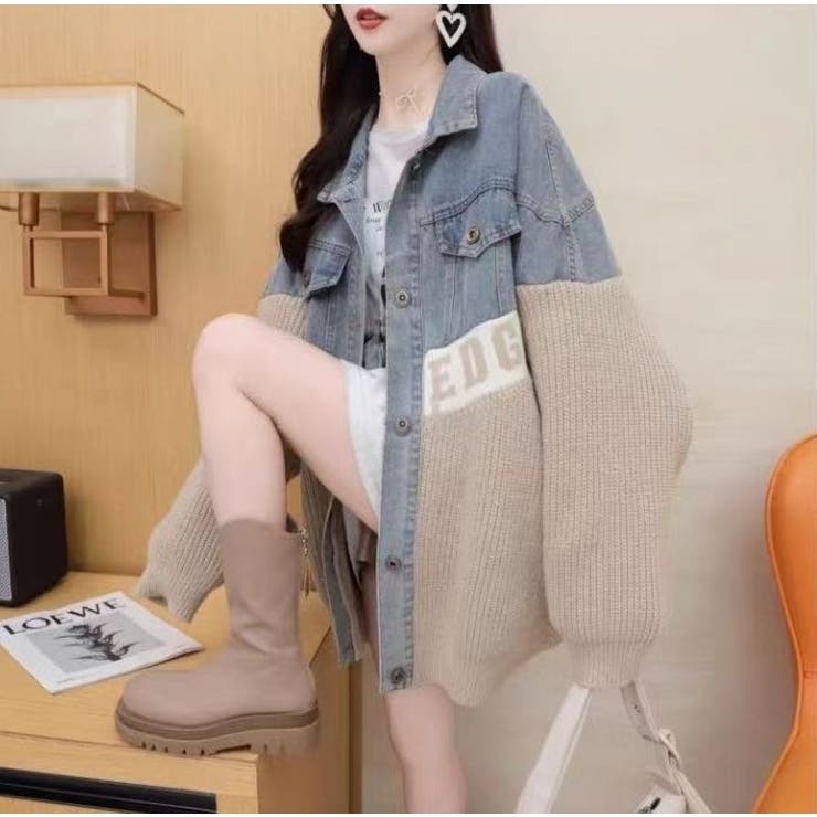 ニットドッキング デニムシャツジャケット/身頃ニット | LETee | 詳細画像15 