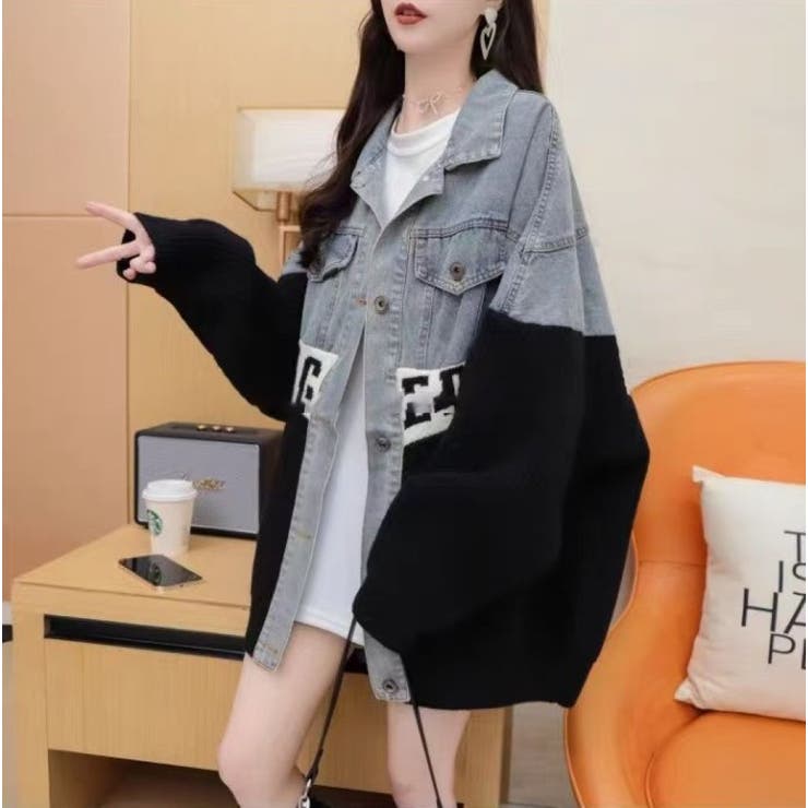 ニットドッキング デニムシャツジャケット/身頃ニット | LETee | 詳細画像19 