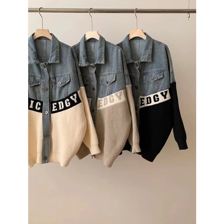 ニットドッキング デニムシャツジャケット/身頃ニット | LETee | 詳細画像25 