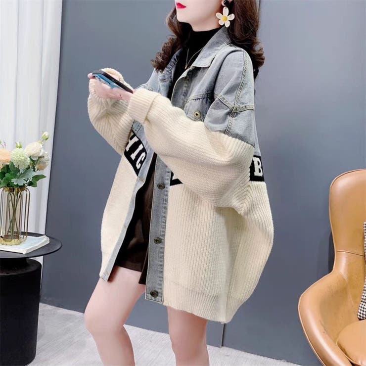 ニットドッキング デニムシャツジャケット/身頃ニット | LETee | 詳細画像5 