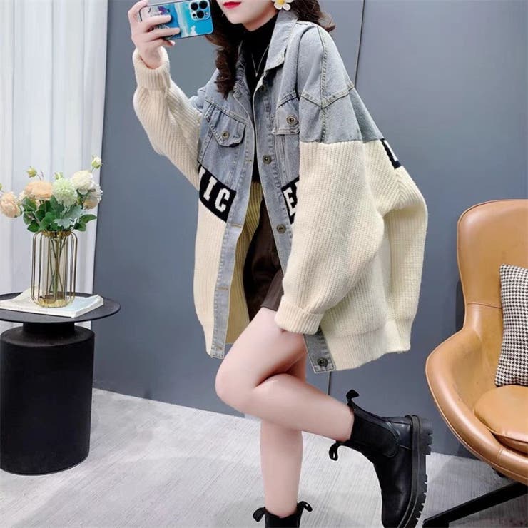 ニットドッキング デニムシャツジャケット/身頃ニット | LETee | 詳細画像7 