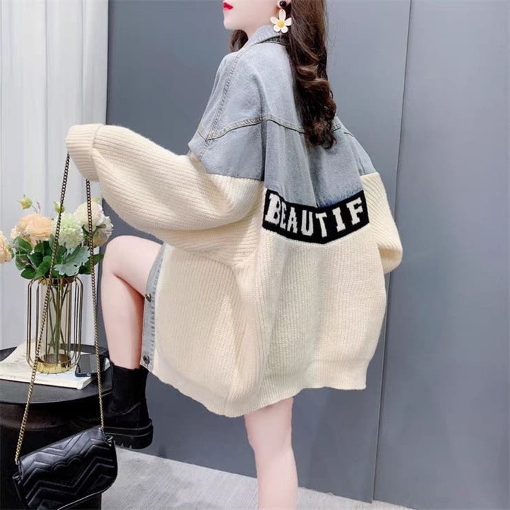 ニットドッキング デニムシャツジャケット/身頃ニット | LETee | 詳細画像8 