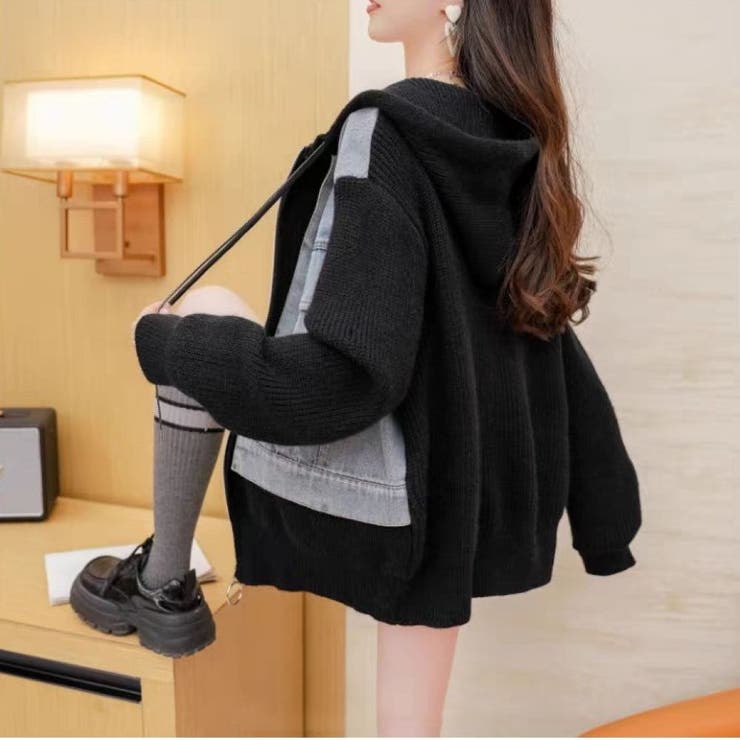 デニムドッキング ニットパーカー/ZIPUP | LETee | 詳細画像10 