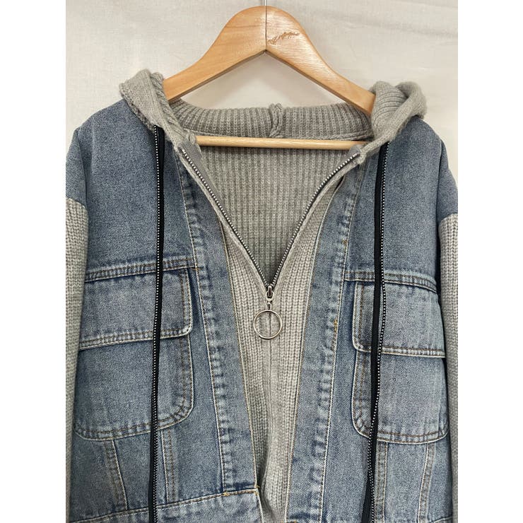 デニムドッキング ニットパーカー/ZIPUP | LETee | 詳細画像13 