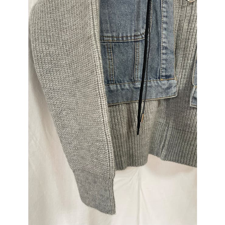 デニムドッキング ニットパーカー/ZIPUP | LETee | 詳細画像15 