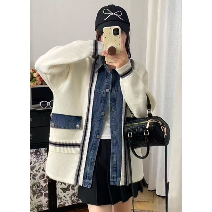 ニットドッキング デニムシャツジャケット/身頃ニット | LETee | 詳細画像8 