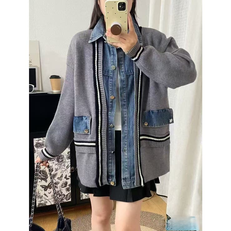 ニットドッキング デニムシャツジャケット/身頃ニット | LETee | 詳細画像4 