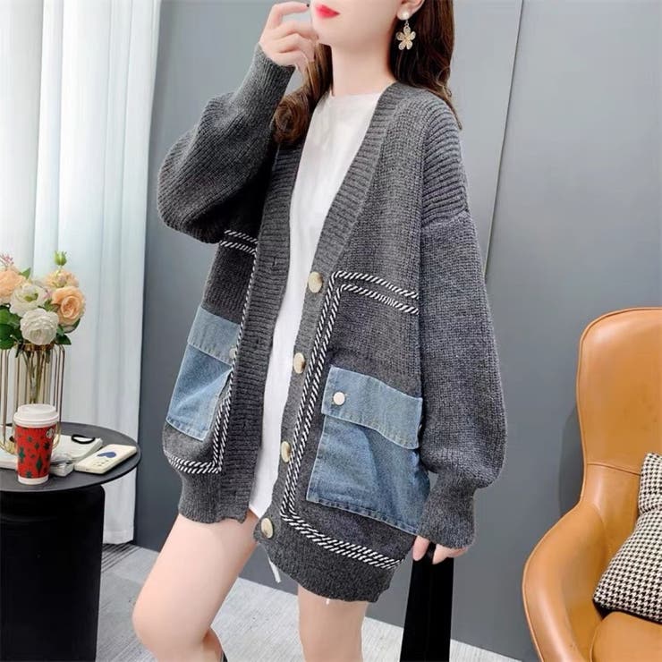 ニットカーディガン/デニムポケット付 | LETee | 詳細画像2 