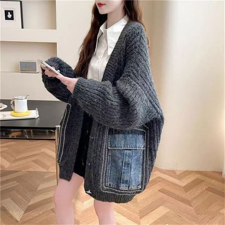 ニットカーディガン/デニムポケット付 | LETee | 詳細画像4 