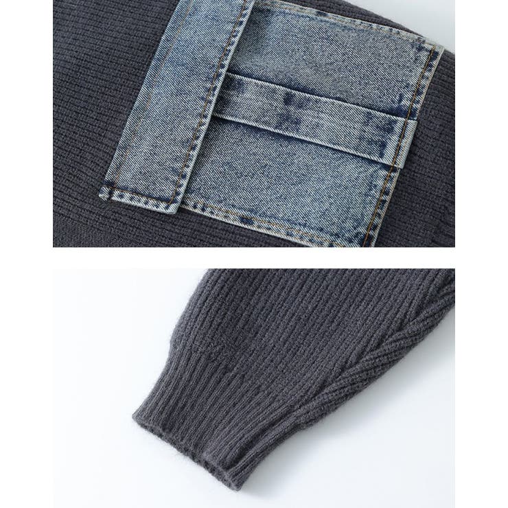 ニットカーディガン/デニムポケット付/ジップアップカーデ | LETee | 詳細画像15 