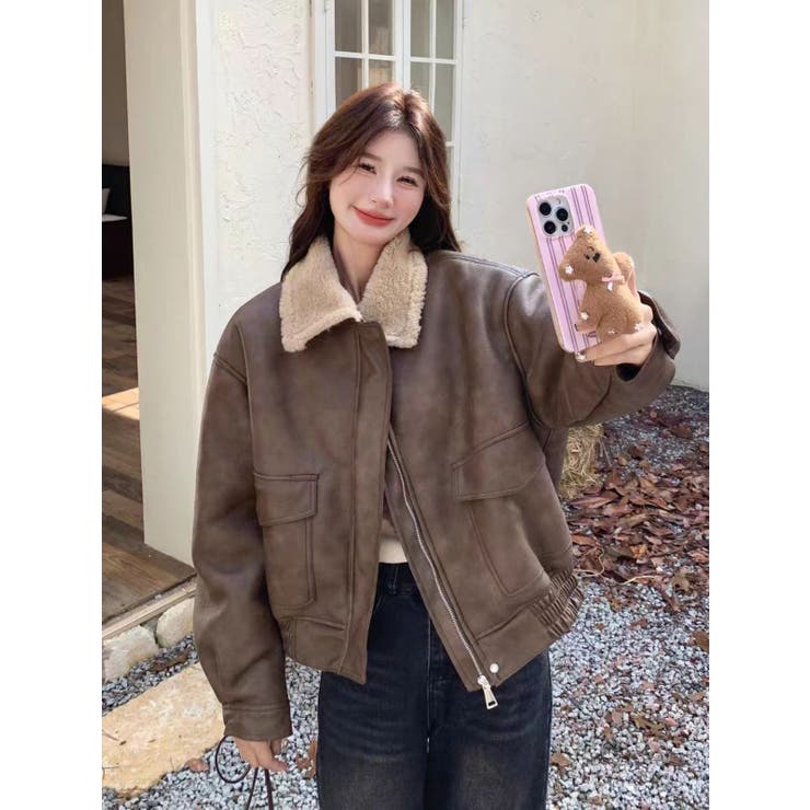 フェイクレザージャケット/ボア付き | LETee | 詳細画像2 