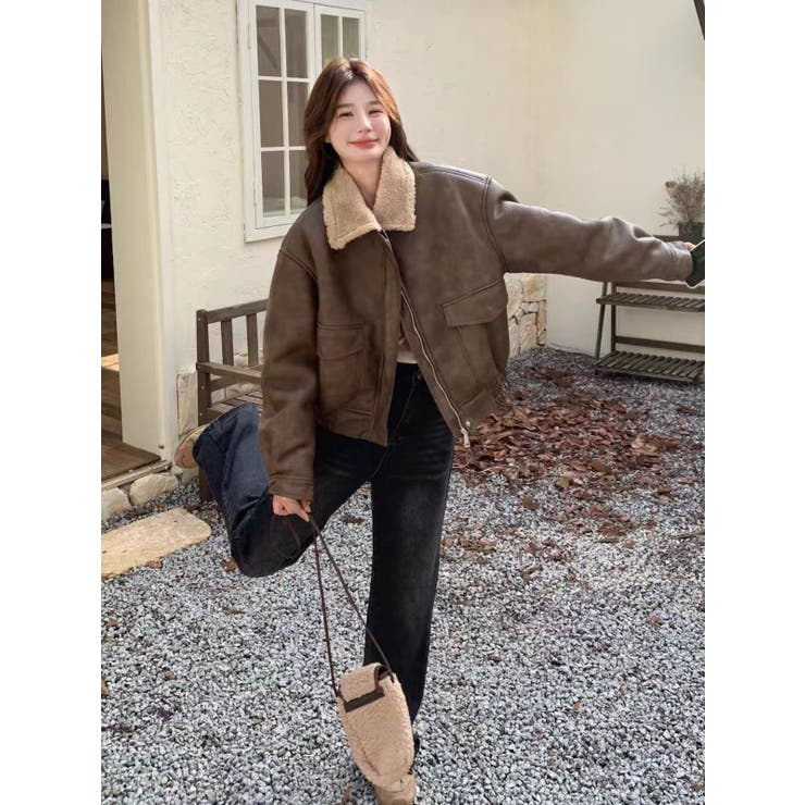 フェイクレザージャケット/ボア付き | LETee | 詳細画像3 