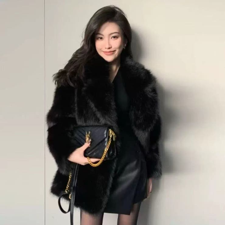 BLACK | フェイクファーコート | LETee