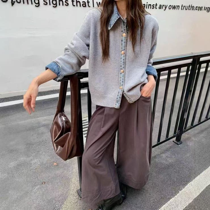 GREY | デニムドッキングニットカーディガン | LETee