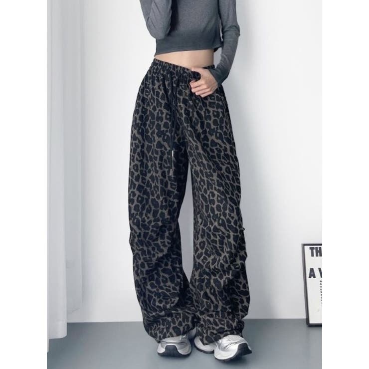 BROWN | レオパード柄ワイドパンツ | LETee