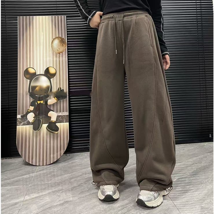 BROWN | サイド切り替えスウェットパンツ オーバーサイズ | LETee