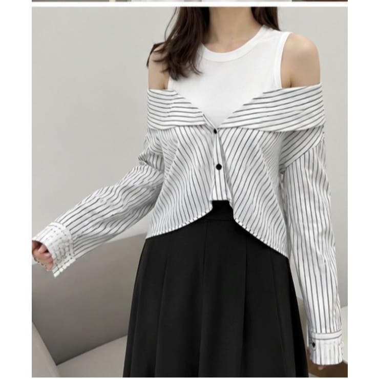 BLACK | 異素材ドッキングえり付きトップス | LETee