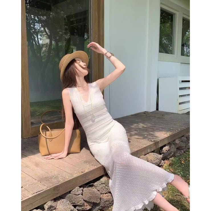 WHITE | レースニットワンピース | LETee