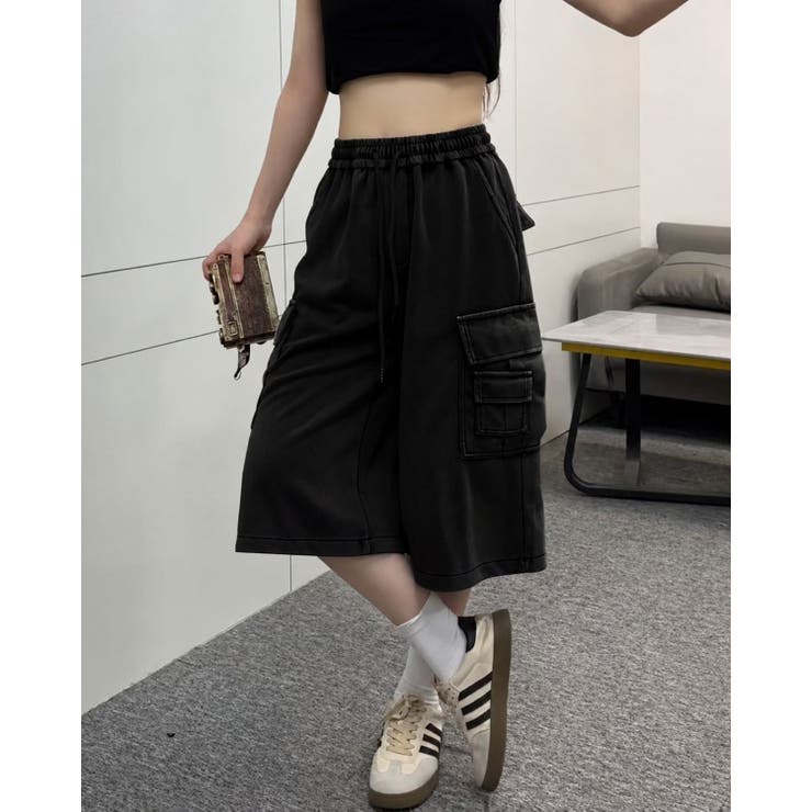 BLACK | カーゴタイプリラックスパンツ ハーフパンツ | LETee
