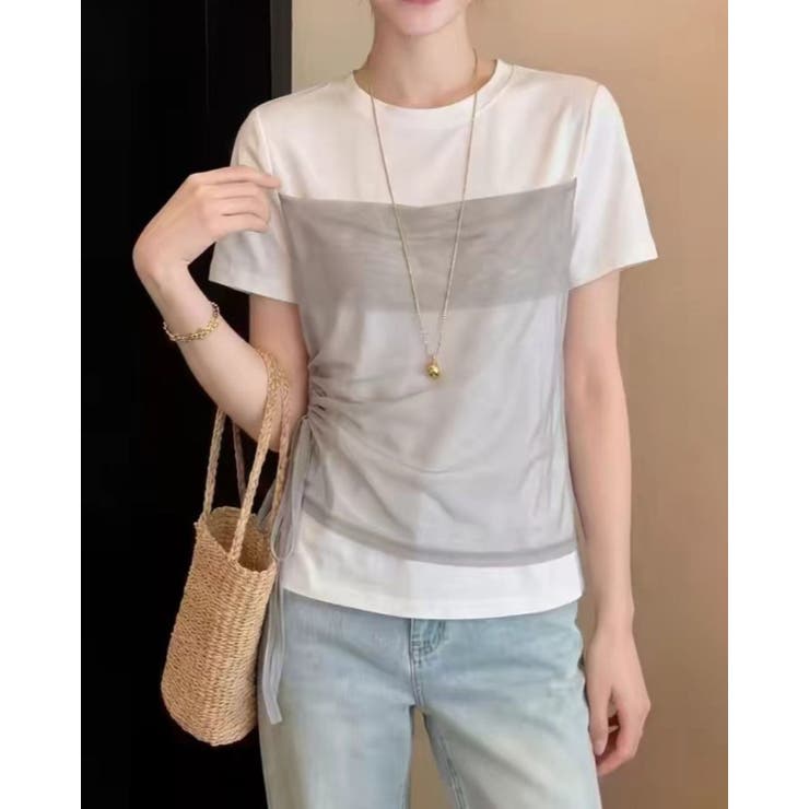 WHITE | シフォンドッキングTシャツ | LETee