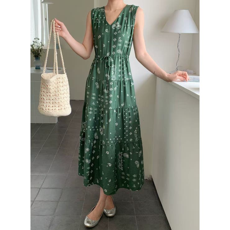 GREEN | ティアードワンピース ノースリーブ | LETee