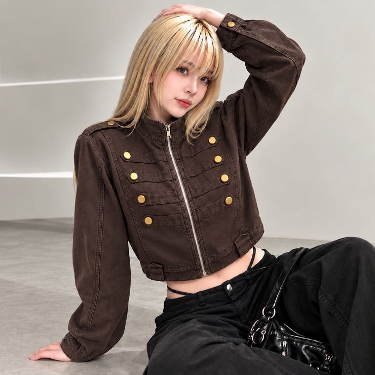BROWN | ヴィンテージライク ミリタリーデザイン ショートジャケット | LETee