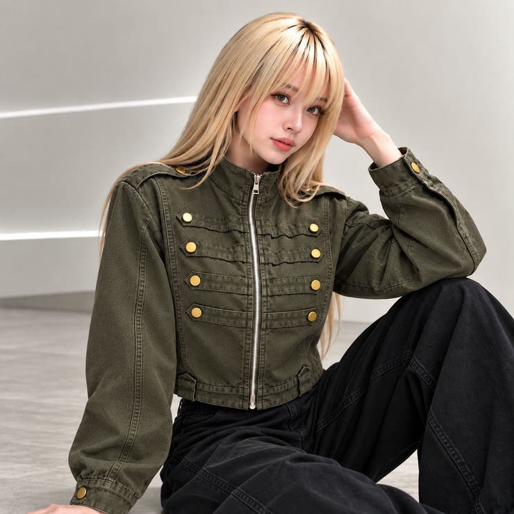 KHAKI | ヴィンテージライク ミリタリーデザイン ショートジャケット | LETee