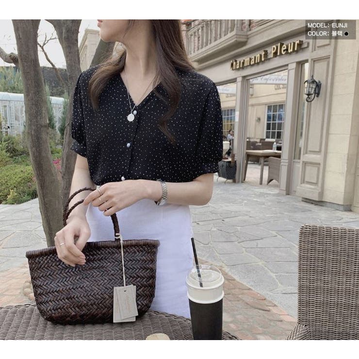 ブラウス シフォンドット柄 前ボタンブラウス | Lips | 詳細画像4 