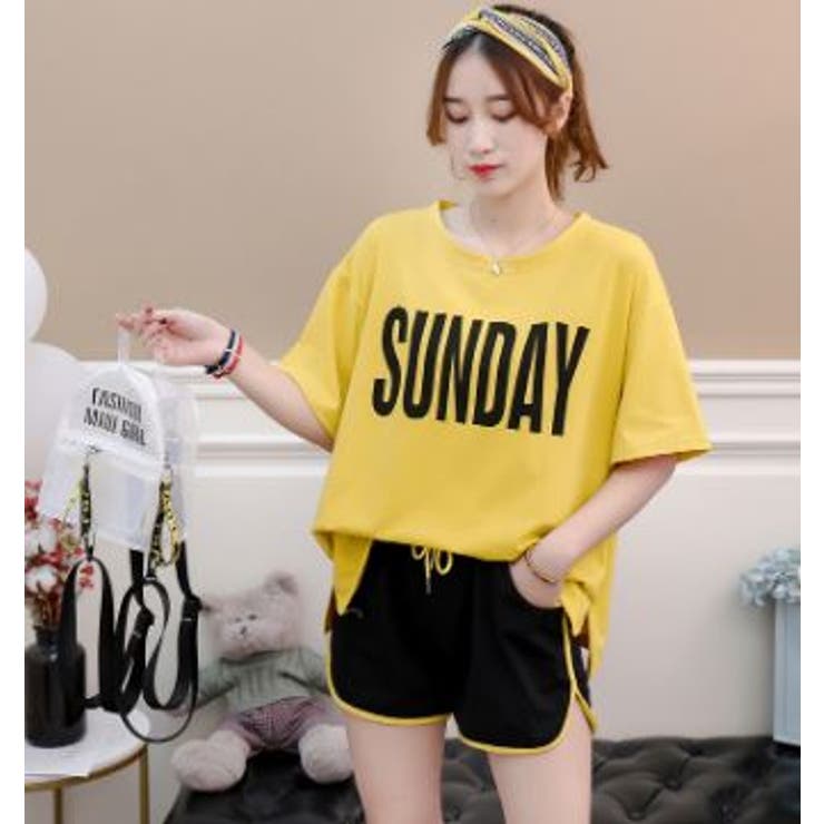 おしゃれ タオル生地 Tシャツ ショートパンツ セットアップ Tシャツショートパンツ セットアップ かわいい[品番