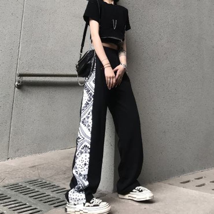 パンツ サイドバンダナ柄ライン スウェットパンツ レディース