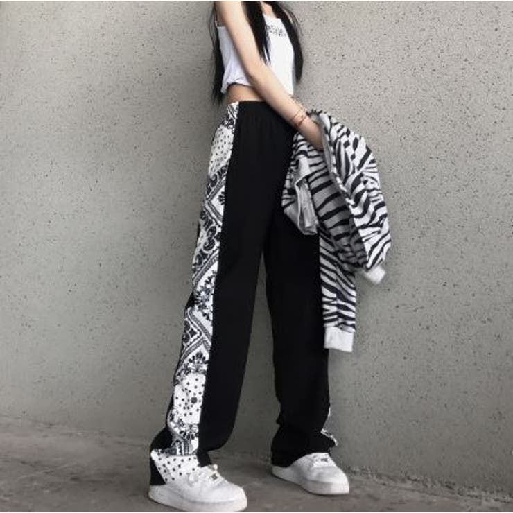 パンツ サイドバンダナ柄ライン スウェットパンツ レディースパンツ