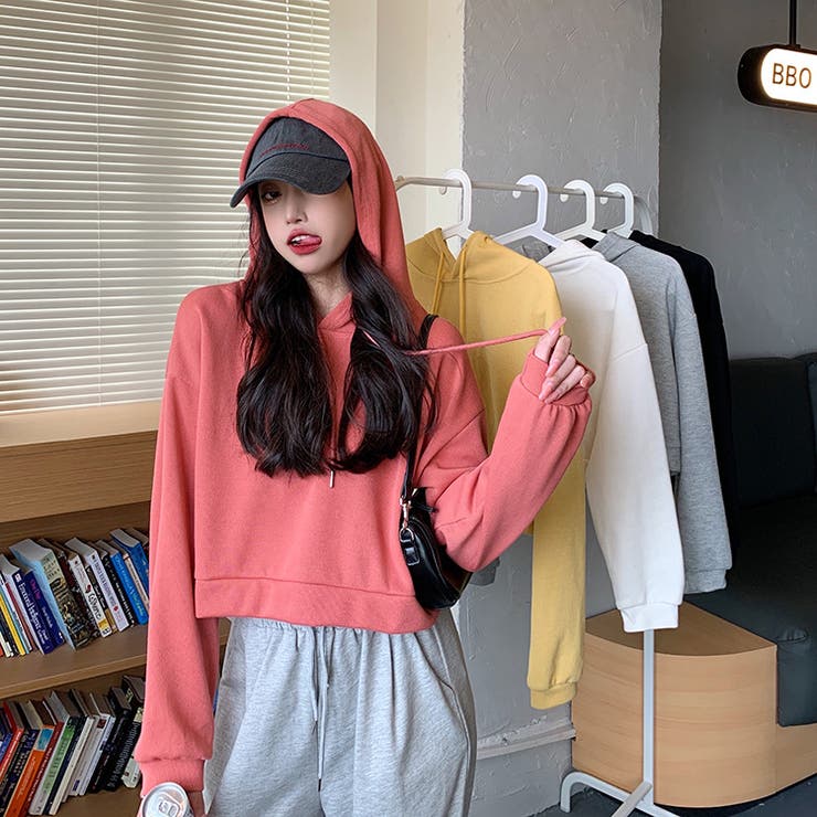 【再入荷!!】ショート丈パーカー ギャル へそ出し | Lips | 詳細画像2 