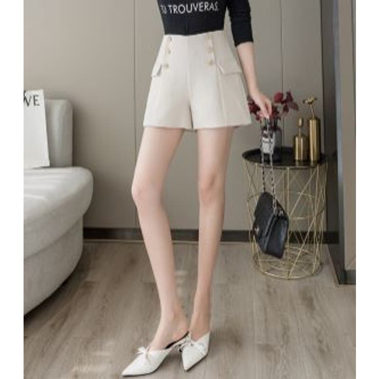 サイドボタンショートパンツ リラックス 着回し[品番