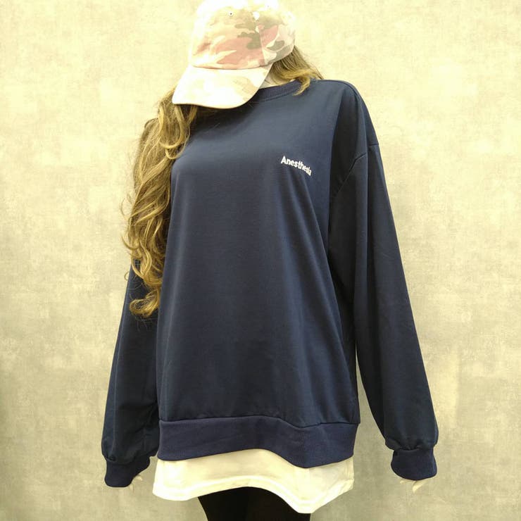 新品 リメイクライクスウェット 韓国ファッション ネイビー