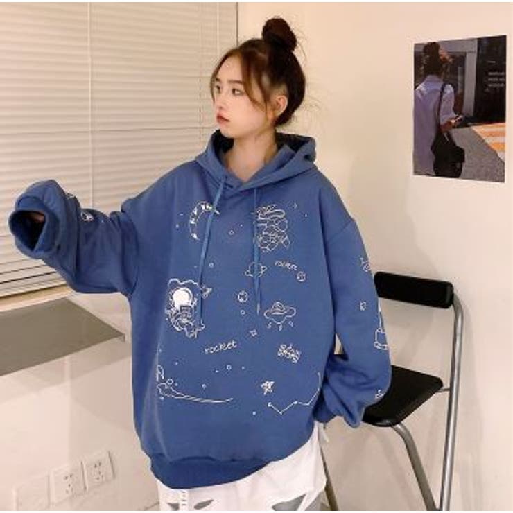 宇宙パーカー 裏起起毛 ストリート[品番：LPSW0002147]｜LETee