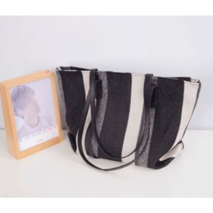 BLACK | ストライプトートバッグ トートバック かばん | LETee