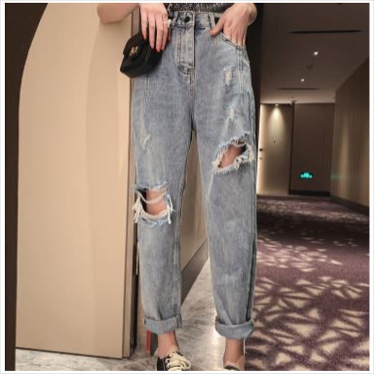 ダメージデニムテーパードパンツ ボトムス リラックス 品番 Lpsw Letee レティー のレディースファッション 通販 Shoplist ショップリスト