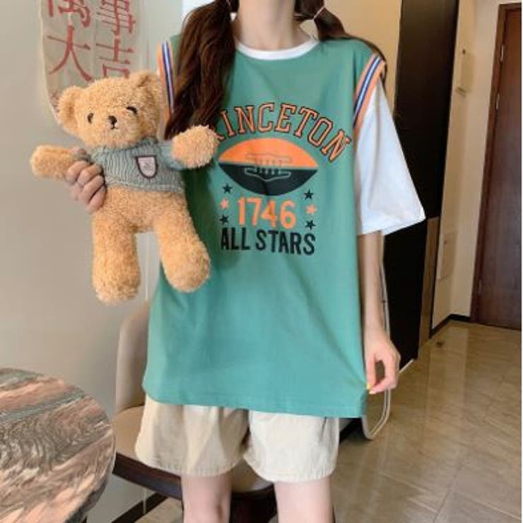 バスケットユニフォーム風Tシャツ レイヤード風 重ね着風[品番