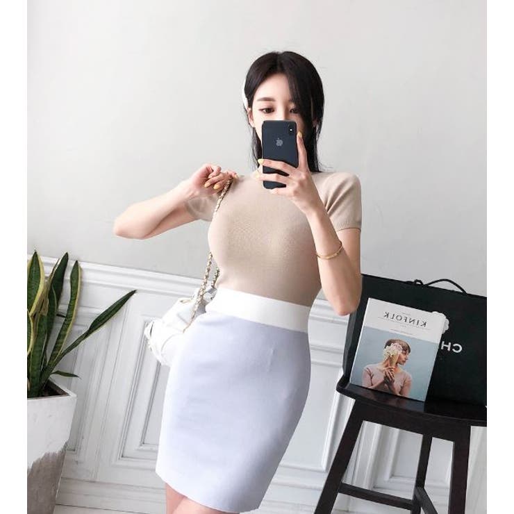 バイカラーサマーニットワンピース サマーニット セクシー[品番