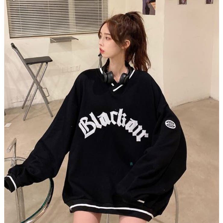 治安悪め裏起毛Vネックビックトレーナー ストリート スウェット[品番