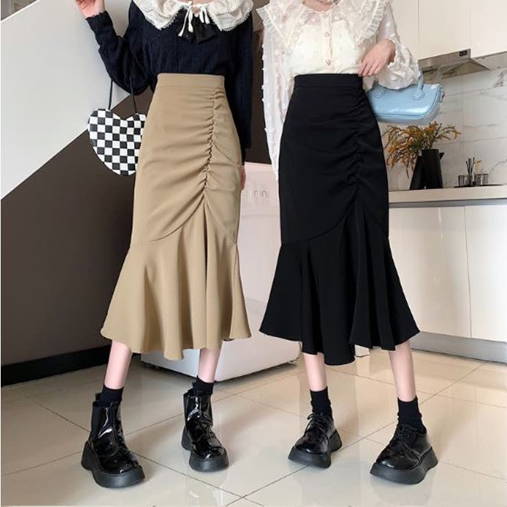 lautashi マーメイドスカート velvet skirt 黒