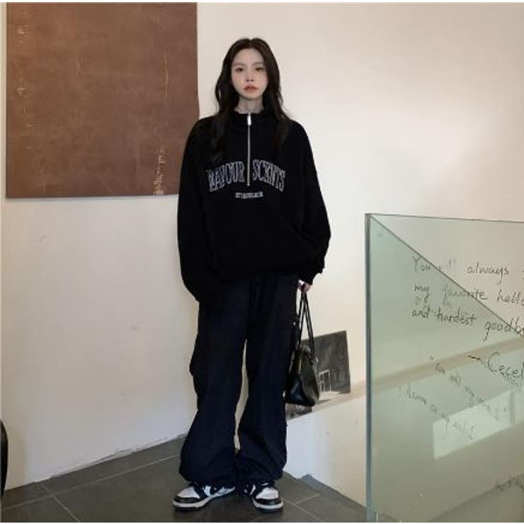 ハーフジッププルオーバー トレンド 韓国ファッション[品番