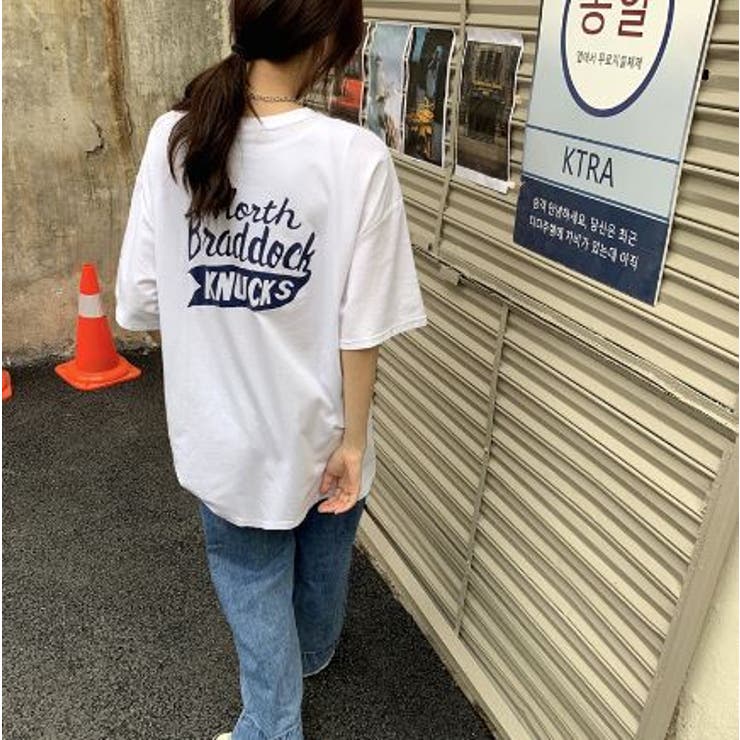 バックプリントＴシャツ/ビッグシルエットＴ/韓国ファッション | LETee | 詳細画像6 