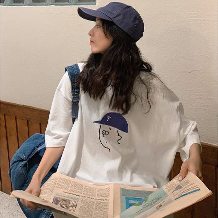 プリントTシャツ/ビッグシルエットT/韓国ファッション プリントTシャツ/ビッグシルエットT/韓国ファッション