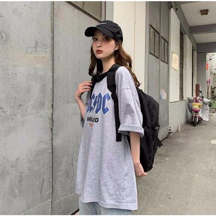 GREY】ロックなプリントTシャツ フェスＴ 韓国系[品番：LPSW0009206