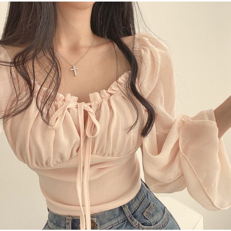 シャーリングシフォンブラウス レディース トップス | LETee | 詳細画像11 