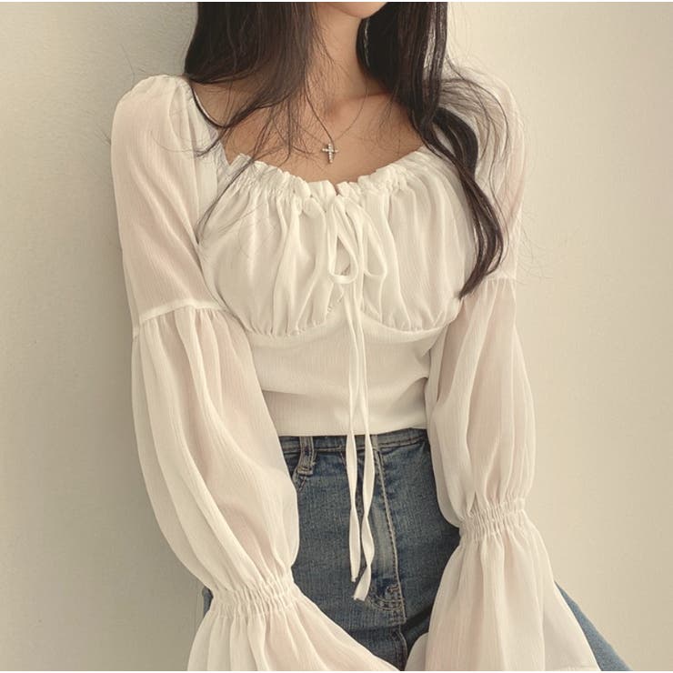 シャーリングシフォンブラウス レディース トップス | LETee | 詳細画像3 