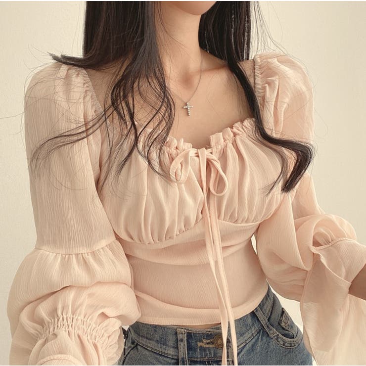 シャーリングシフォンブラウス レディース トップス | LETee | 詳細画像7 