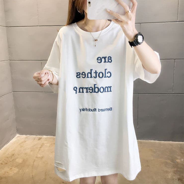 【Paragraph】★関税込★25SSステッチイリップスロゴTシャツ カレッジロゴステッチショート丈Tシャツ[tu726] | レディース