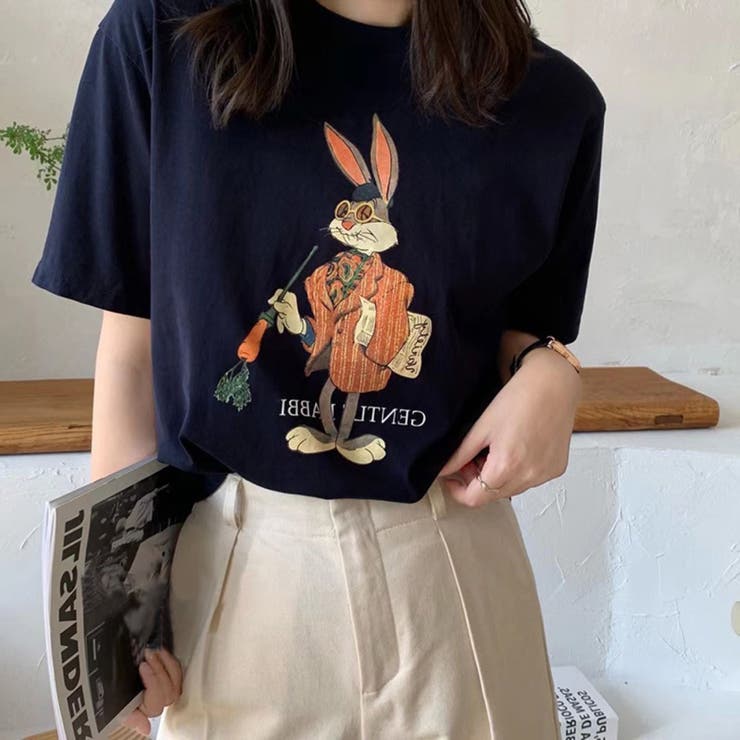 NAVY | バニープリントティーシャツ | LETee